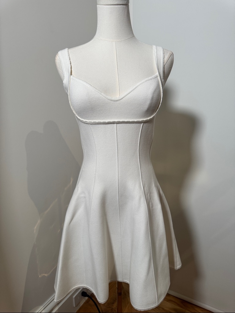 Fleur Du Mal White Sculpted Bust Fit-And-Flare Mini Dress
